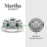 Martha Stewart 5 Carat Oval Shape Sapphire, Emerald and Lab Grown Diamond Three Stone Plus Ring In Sterling Silver Image-2