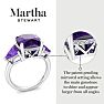 Martha Stewart 8 Carat Cushion Amethyst and Lab Grown Diamond Three Stone Plus Ring In Sterling Silver Image-3