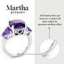 Martha Stewart 8 Carat Cushion Amethyst and Lab Grown Diamond Three Stone Plus Ring In Sterling Silver Image-4