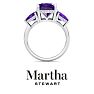 Martha Stewart 8 Carat Cushion Amethyst and Lab Grown Diamond Three Stone Plus Ring In Sterling Silver Image-9