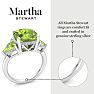 Martha Stewart 8 Carat Cushion Peridot and Lab Grown Diamond Three Stone Plus Ring In Sterling Silver Image-4