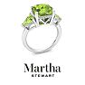 Martha Stewart 8 Carat Cushion Peridot and Lab Grown Diamond Three Stone Plus Ring In Sterling Silver Image-8
