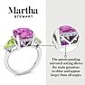Martha Stewart 8 Carat Cushion Pink Sapphire, Peridot and Lab Grown Diamond Three Stone Plus Ring In Sterling Silver Image-3