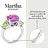 Martha Stewart 8 Carat Cushion Pink Sapphire, Peridot and Lab Grown Diamond Three Stone Plus Ring In Sterling Silver Image-4