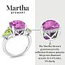 Martha Stewart 8 Carat Cushion Pink Sapphire, Peridot and Lab Grown Diamond Three Stone Plus Ring In Sterling Silver Image-7