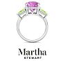 Martha Stewart 8 Carat Cushion Pink Sapphire, Peridot and Lab Grown Diamond Three Stone Plus Ring In Sterling Silver Image-9