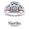 Martha Stewart 8 Carat Cushion Blue Topaz, Pink Sapphire and Lab Grown Diamond Three Stone Plus Ring In Sterling Silver Image-10