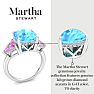 Martha Stewart 8 Carat Cushion Blue Topaz, Pink Sapphire and Lab Grown Diamond Three Stone Plus Ring In Sterling Silver Image-7