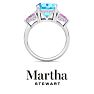 Martha Stewart 8 Carat Cushion Blue Topaz, Pink Sapphire and Lab Grown Diamond Three Stone Plus Ring In Sterling Silver Image-9