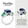 Martha Stewart 8 Carat Cushion Sapphire, Emerald and Lab Grown Diamond Three Stone Plus Ring In Sterling Silver Image-3