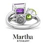 Martha Stewart 3 3/4 Carat Pink Sapphire, Peridot and Amethyst Three Stone Cluster Ring In Sterling Silver Image-7