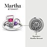 Martha Stewart 3 3/4 Carat Pink Sapphire, Amethyst and Ruby Three Stone Cluster Ring In Sterling Silver Image-2