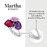 Martha Stewart 3 3/4 Carat Pink Sapphire, Amethyst and Ruby Three Stone Cluster Ring In Sterling Silver Image-3