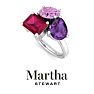 Martha Stewart 3 3/4 Carat Pink Sapphire, Amethyst and Ruby Three Stone Cluster Ring In Sterling Silver Image-8