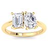 2 Carat Lab Grown Diamond Two Stone Engagement Ring, Emerald-Oval, In 14K Yellow Gold Image-1