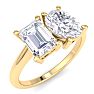 2 Carat Lab Grown Diamond Two Stone Engagement Ring, Emerald-Oval, In 14K Yellow Gold Image-2