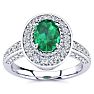 Estate Jewelry 1-2/3 Carat Oval Shape Emerald and Halo Diamond Ring In 14 Karat White Gold , Size 7.5 Image-1