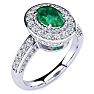 Estate Jewelry 1-2/3 Carat Oval Shape Emerald and Halo Diamond Ring In 14 Karat White Gold , Size 7.5 Image-2
