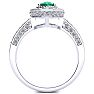 Estate Jewelry 1-2/3 Carat Oval Shape Emerald and Halo Diamond Ring In 14 Karat White Gold , Size 7.5 Image-3