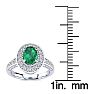 Estate Jewelry 1-2/3 Carat Oval Shape Emerald and Halo Diamond Ring In 14 Karat White Gold , Size 7.5 Image-5