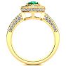 Estate Jewelry - 1/2 Carat Oval Shape Emerald and Halo Diamond Ring In 14 Karat Yellow Gold, Size 7.5 Image-3