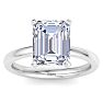 4.02 Carat Emerald Cut Lab Grown Diamond Ring In 14K White Gold, Solitaire Image-1
