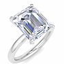 4.02 Carat Emerald Cut Lab Grown Diamond Ring In 14K White Gold, Solitaire Image-2