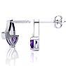 3/4ct Amethyst and Diamond Heart Earrings In 10k White Gold Image-2