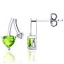 3/4ct Peridot and Diamond Heart Earrings In 10k White Gold Image-1