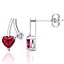 3/4ct Created Ruby and Diamond Heart Earrings In 10k White Gold Image-1