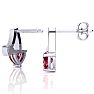 3/4ct Created Ruby and Diamond Heart Earrings In 10k White Gold Image-2