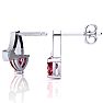 3/4ct Created Ruby and Diamond Heart Earrings In 10k White Gold Image-2