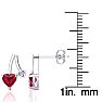 3/4ct Created Ruby and Diamond Heart Earrings In 10k White Gold Image-3