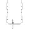 14 Karat White Gold Sideways Cross With Paperclip Chain Necklace, 11x7mm Image-1