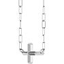 14 Karat White Gold Sideways Cross With Paperclip Chain Necklace, 11x7mm Image-2