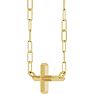 14 Karat Yellow Gold Sideways Cross With Paperclip Chain Necklace, 11x7mm Image-2
