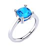 2ct Cushion Cut Blue Topaz and Diamond Ring in 10K White Gold Image-2