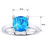 2ct Cushion Cut Blue Topaz and Diamond Ring in 10K White Gold Image-5