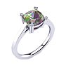 2 Carat Cushion Shape Mystic Topaz With Diamond Prongs in 10 Karat White Gold Image-2