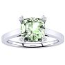 2ct Cushion Cut Green Amethyst and Diamond Ring in 10K White Gold Image-1