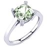 2ct Cushion Cut Green Amethyst and Diamond Ring in 10K White Gold Image-2