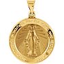 14 Karat Yellow Gold Miraculous Medal Necklace, 22mm Image-1