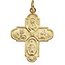 14 Karat Yellow Gold Four-Way Cross Medal Necklace, 24x21mm Image-1