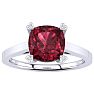 Garnet Ring: Garnet Jewelry: 2ct Cushion Cut Garnet and Diamond Ring in 10K White Gold Image-1