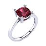 Garnet Ring: Garnet Jewelry: 2ct Cushion Cut Garnet and Diamond Ring in 10K White Gold Image-2