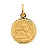 14 Karat Yellow Gold Cherub Medal Necklace, 8mm Image-1
