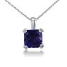 2ct Cushion Amethyst and Diamond Pendant in 10k White Gold Image-1