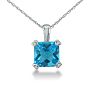 2ct Cushion Blue Topaz and Diamond Pendant in 10k White Gold Image-1