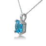 2ct Cushion Blue Topaz and Diamond Pendant in 10k White Gold Image-3