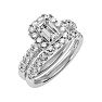 Previously Owned 2 1/2 Carat Emerald Cut Halo Lab Grown Diamond Bridal Set In 14 Karat White Gold, Size 8.5 Image-2